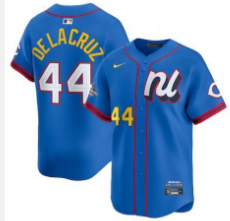 Men 2025 Cincinnati Reds #44 De Lacruz Blue All star Nike MLB Jersey style 5